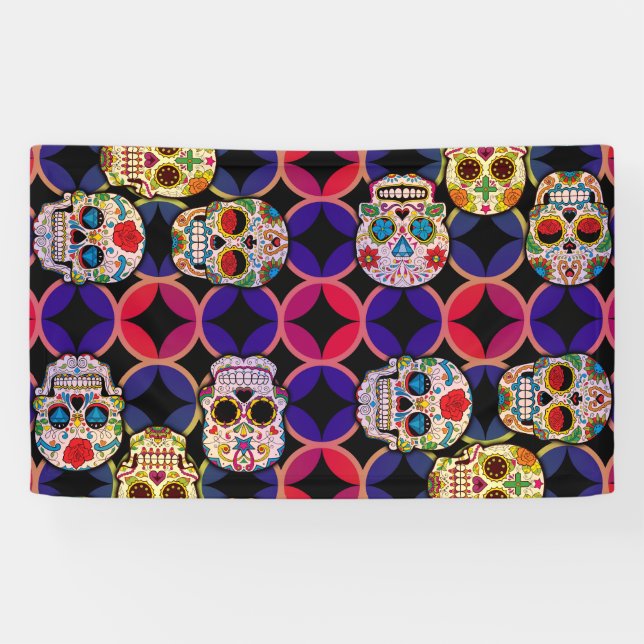 Banderoles Motif de crânes de sucre (Horizontal)
