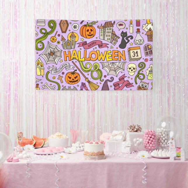 Banderoles Motif de doodle Halloween mignon (Fête)