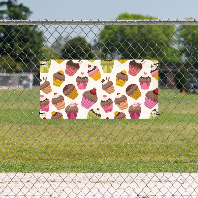 Banderoles Motif de gâteau, Motif de muffin, Chocolat, Coeurs (Insitu)