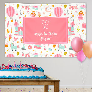 Banderoles Motif de la fête de la licorne rose fille Joyeux 