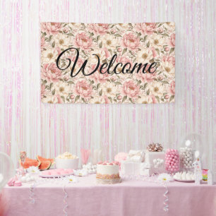Banderoles Motif de pivoines fleuries vintage