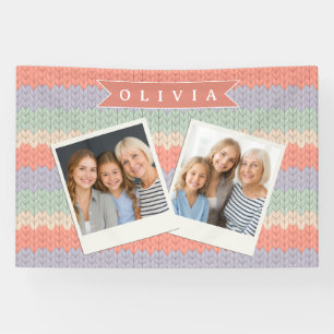 Banderoles Motif de tricot pastel scandinave personnalisé nom
