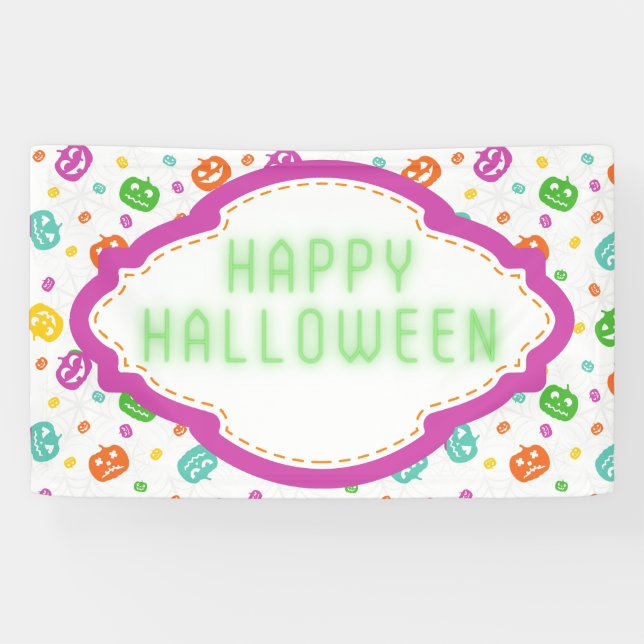 Banderoles Motif d'Halloween Citrouille multicolore (Horizontal)