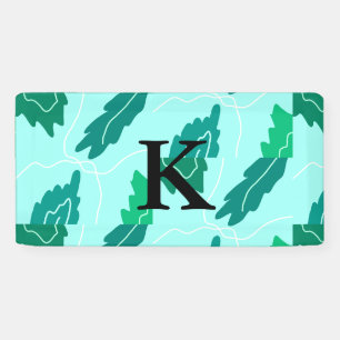 Banderoles Motif floral feuilles de turquoise vertes avec mon
