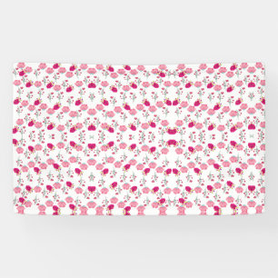 Banderoles Motif floral symétrique rose rouge et fuchsia