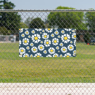 Banderoles Motif marguerrier, motif floral, marguerites blanc