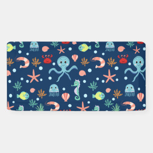 Banderoles Motif mignon de vie marine de l'océan