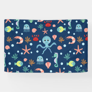 Banderoles Motif mignon de vie marine de l'océan