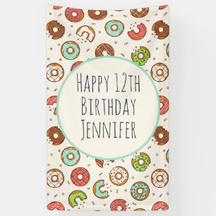 Banderoles Motif mignon style coloré rétro Donut Anniversaire