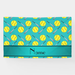 Banderoles Motif nommé personnalisé du base-ball de turquoi