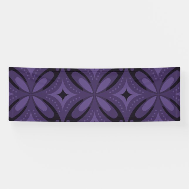 Banderoles Motif Rétro de Couleur Violet Foncé (Horizontal)