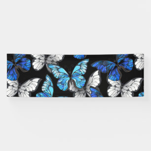Banderoles Motif sans couleur foncée avec papillons bleus Mor