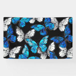 Banderoles Motif sans couleur foncée avec papillons bleus Mor