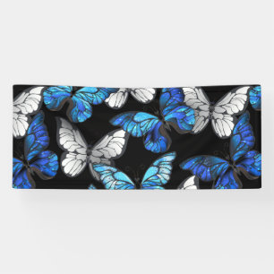 Banderoles Motif sans couleur foncée avec papillons bleus Mor