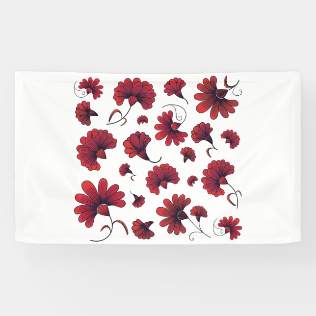 Banderoles Motif vectoriel de fleur d'œillet rouge (Horizontal)