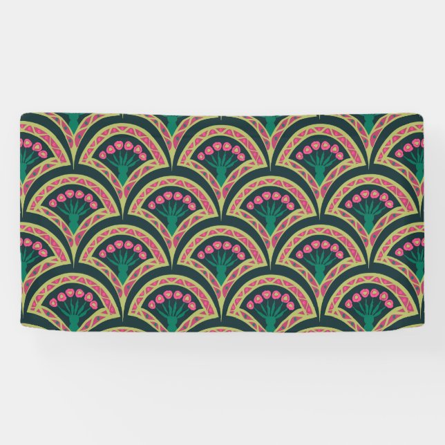 Banderoles motif vert en forme de coque (Horizontal)