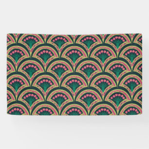 Banderoles motif vert en forme de coque