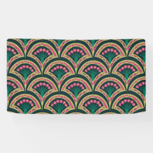 Banderoles motif vert en forme de coquille