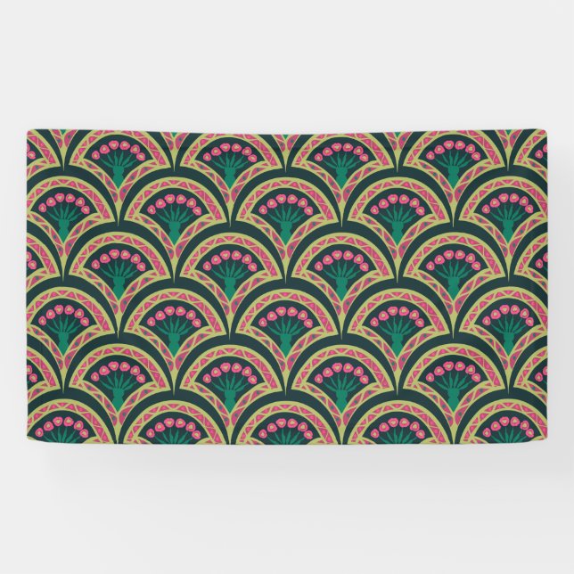 Banderoles motif vert en forme de coquille (Horizontal)