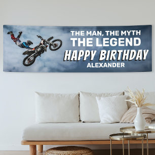 Banderoles Motocross Birthday Man, Myth, Legend