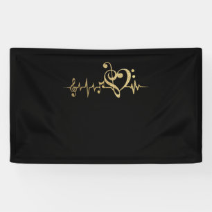 Banderoles Music Pulse Notes Clef Heartbeat