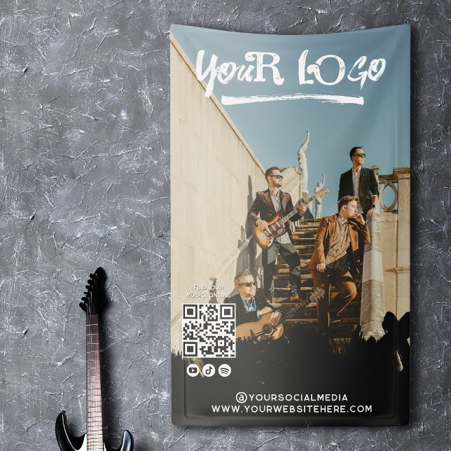 Banderoles Musicien Groupe Artiste Votre Logo & Code Qr (Créateur téléchargé)