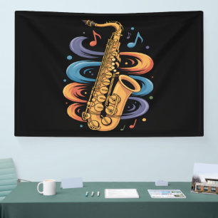 Banderoles Musique de saxophone colorée Flux Instrument de ja