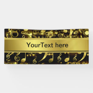 Banderoles musique, note, partitions, or, bannière, modèle,