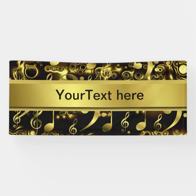 Banderoles musique, note, partitions, or, bannière, modèle, (Horizontal)