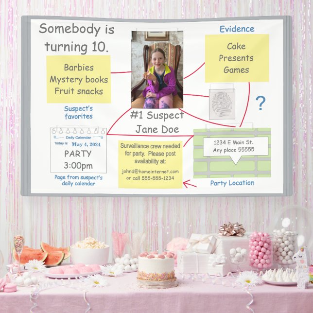 Banderoles Mystery Crime Solvabilité Preuve Board Invitation (Fête)