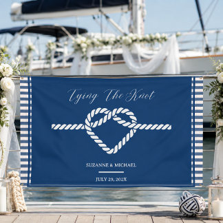 Banderoles Nautical Navy Blue Tying Knot Stripes Mariage