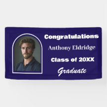 Navy Blue Minimalist Graduation Banner