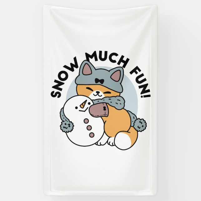 Banderoles Neige beaucoup amusant Chat hiver vacances Design (Vertical)