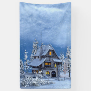 Banderoles Neige de Noël sur Maison de pain d'épices