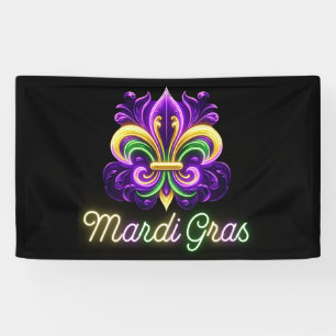 Banderoles Neon Mardi Gras Fleur de lis coloré