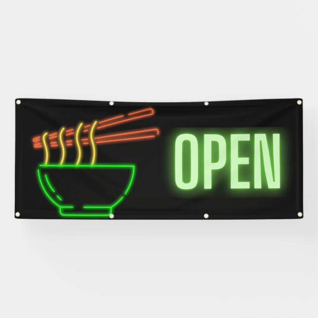 Banderoles Neon Noodle Bowl Open Outdoor Banner (Horizontal)