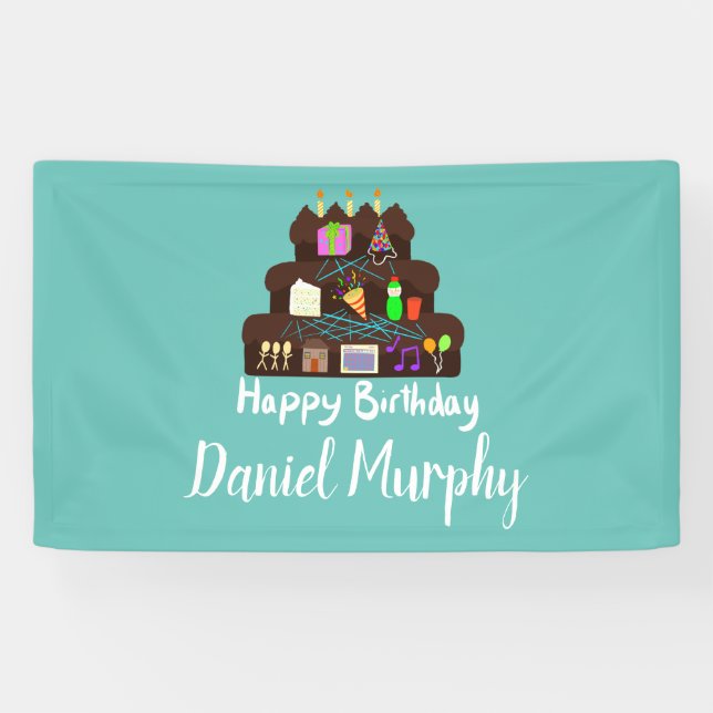 Banderoles Nerdy Birthday Réseau neuronal (Horizontal)