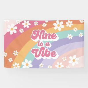 Banderoles Neuf est Vibe Retro Rainbow 9e anniversaire