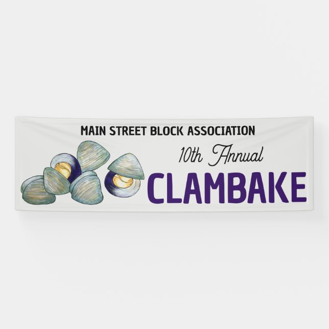 Banderoles New England Clambake Clam Bake Beach Block Party (Horizontal)