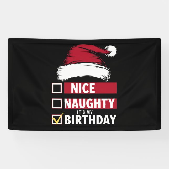 Banderoles Nice Naughty It's My Birthday Christmas List Père  (Horizontal)