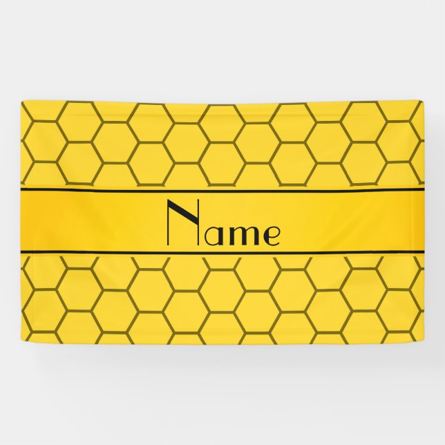 Banderoles Nid d'abeilles jaune nommé personnalisé (Horizontal)