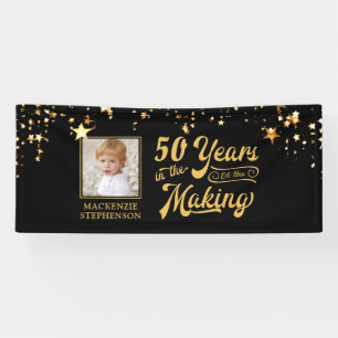 Banderoles N'importe quel Anniversaire Black Gold étoiles ann