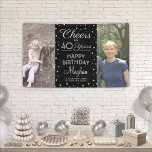 Banderoles N'IMPORTE QUEL Anniversaire Salue Noir Argent Conf<br><div class="desc">Célébrez un joyeux anniversaire d'étape avec une bannière personnalisée 2 photo noir et faux argent. Design comprend deux images de votre choix, la calligraphie script moderne éditable "Cheers to 40 Years" et des points de confetti à l'apparence métallique sur un arrière - plan noir. Veuillez noter que le texte est...</div>
