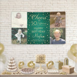 Banderoles N'IMPORTE QUELLE Oeuvre d'anniversaire Brossé Vert<br><div class="desc">Célébrez un joyeux anniversaire d'étape avec une bannière personnalisée 4 photo vert et or fête. (CONSEIL EN MATIÈRE DE PLACEMENT D'IMAGE : Une façon simple de centrer une photo exactement comment vous voulez est de la rogner avant de la télécharger sur le site Zazzle.) Design comprend quatre images de votre...</div>