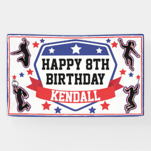 Banderoles Ninja Filles guerrières fête d'anniversaire bleu e