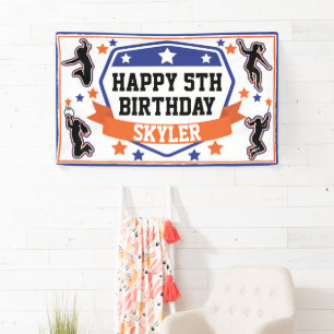 Banderoles Ninja Filles guerrières fête d'anniversaire bleu e