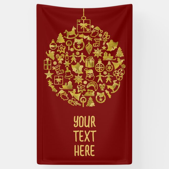 Banderoles Noël - Arbre - Balle avec Icônes de Noël 2 (Vertical)