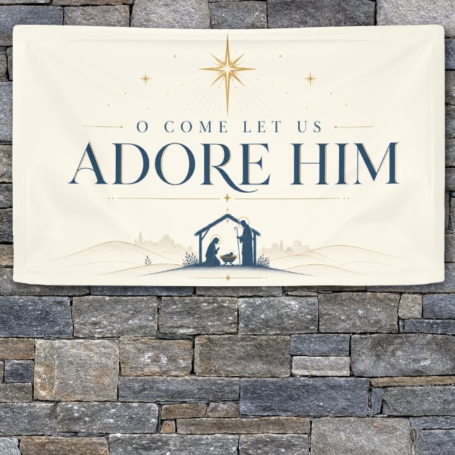 Banderoles Noël chrétien élégant (Elegant Christian Christmas banner featuring the Holy Family, Star of Bethlehem, & faith of faith)