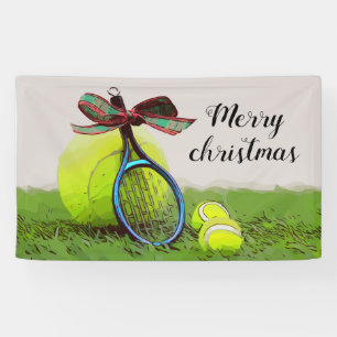 Banderoles Noël de tennis avec balle de tennis et raquette