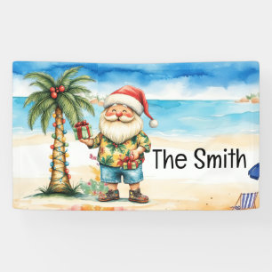 Banderoles Noël d'été en juillet Le Père Noël sur la plage